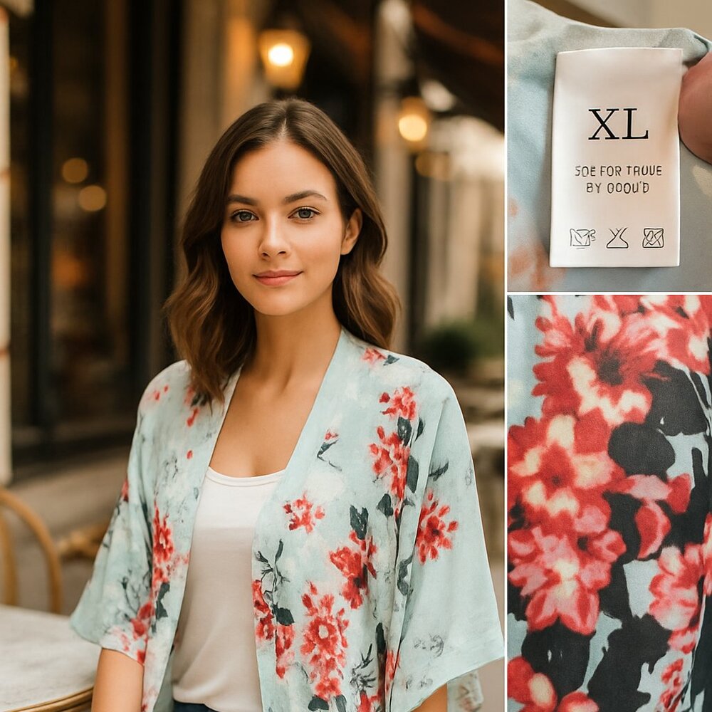 🌸Floral Kimono Cardigan – Lightweight Sheer Layer – Pastel Garden Print – XL - Picture 4 of 10